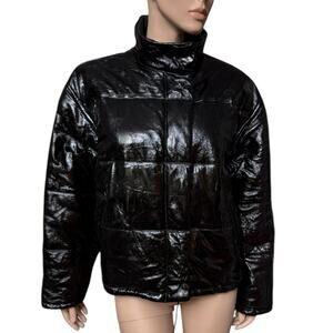 Lamatta Vintage Puffer 100% Pelle Leather Jacket Reversible Size Large